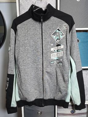 American Fighter Gray, Black & Mint Full-Zip Track Jacket Reversible